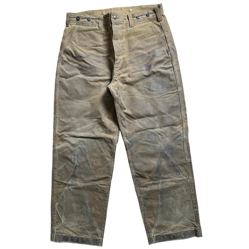 Filson Oil Finish Double Tin Men’s Pants Dark Tan Waxed Canvas Size 36x30